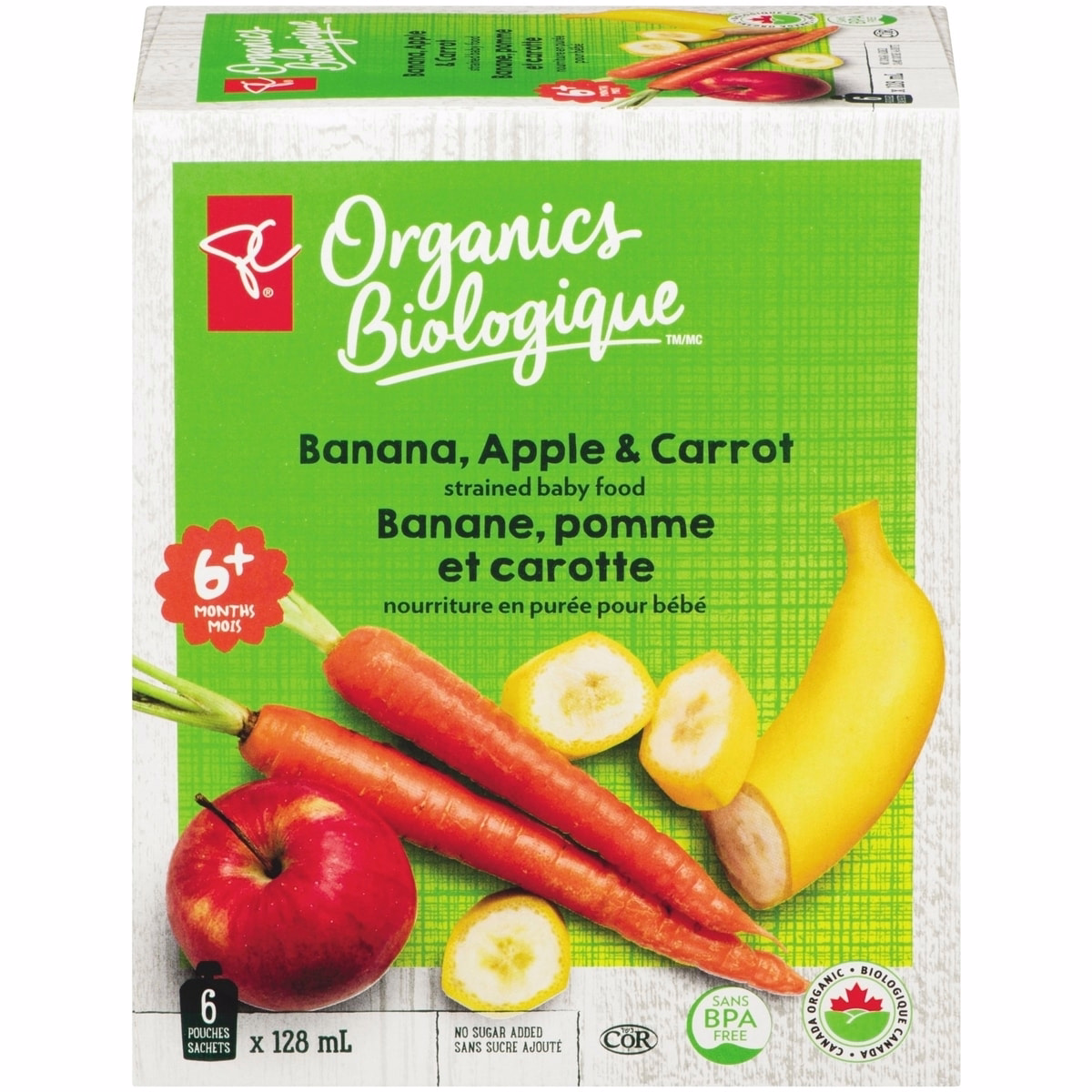 Banana, apple, carrot pouch Banana, apple, carrot pouch