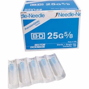 BD Sterile Hypodermic Needle, 25 G X 5/8 305122 100 EA
