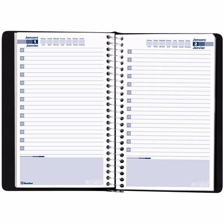 Blueline - Agenda Quotidien Perpetuel, 8 Po X 5 Po, Bilingue