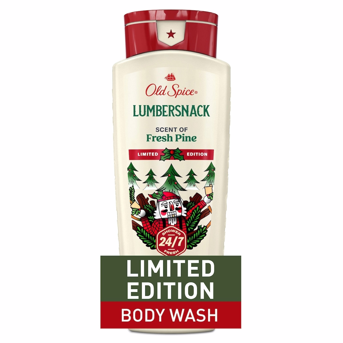 Body Wash for men, Holidudes Limited Edition, 24/7 Holiday Freshness, Lasting Scent and Rich Lather, Lumbersnack, Fresh Pine Scent, Stocking Stuffer,