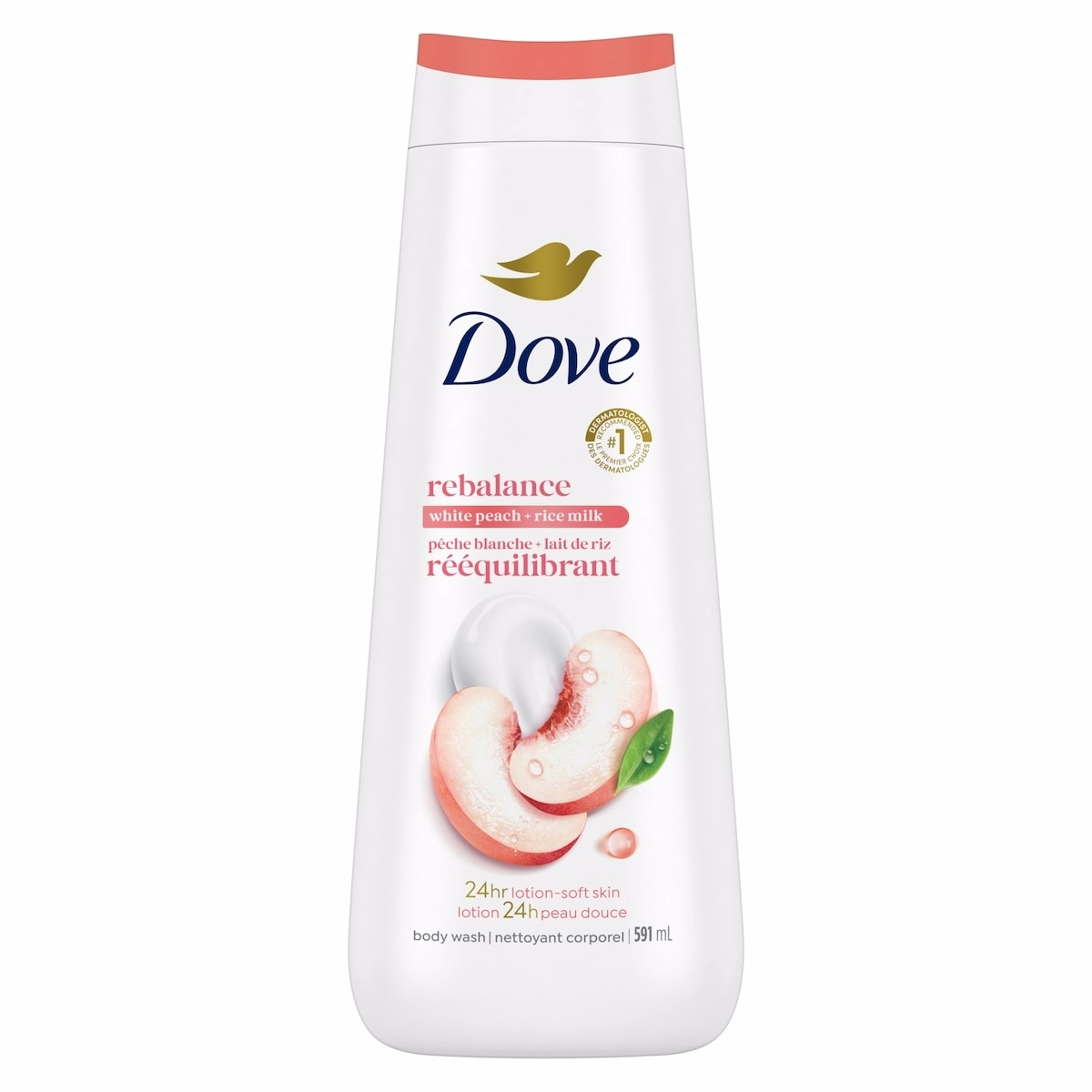 Body Wash for Renewed, Healthy-Looking Skin Rebalancing White Peach & Rice Milk Gentle Body Cleanser with 24hr Renewing MicroMoisture