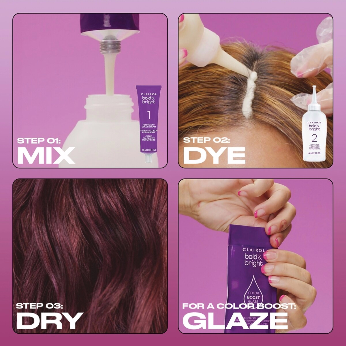Bold & Bright, Permanent Hair Dye, Intense Color + Moisturizing Shine Bold & Bright, Permanent Hair Dye, Intense Color + Moisturizing Shine