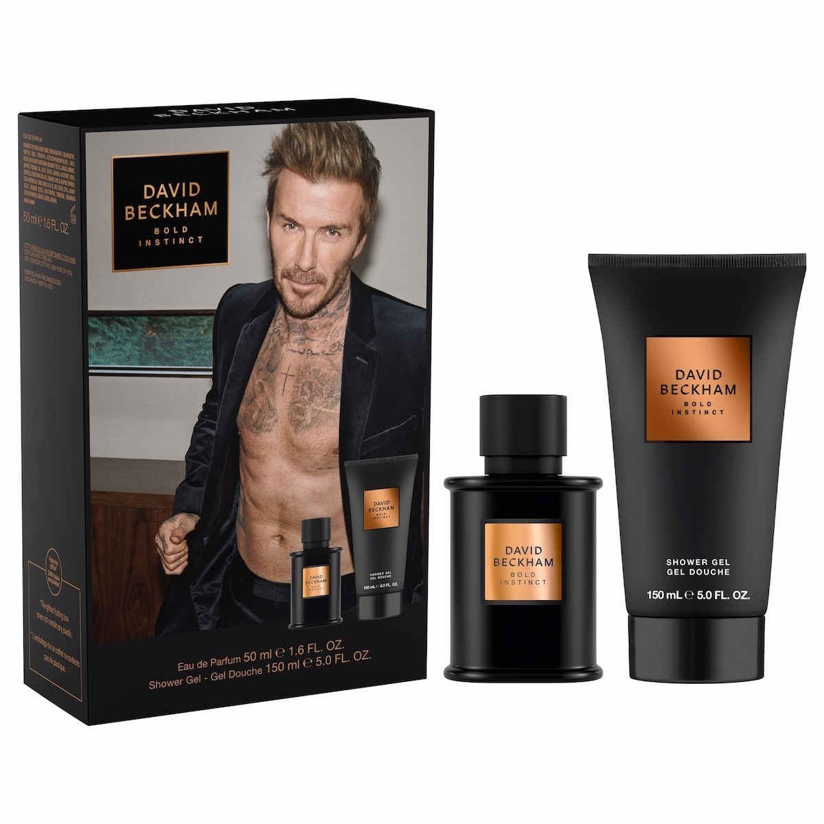 Bold Instinct Eau de Parfum & Shower Gel Body Spray Gift Set for Him, Captivating Woody Aftershave