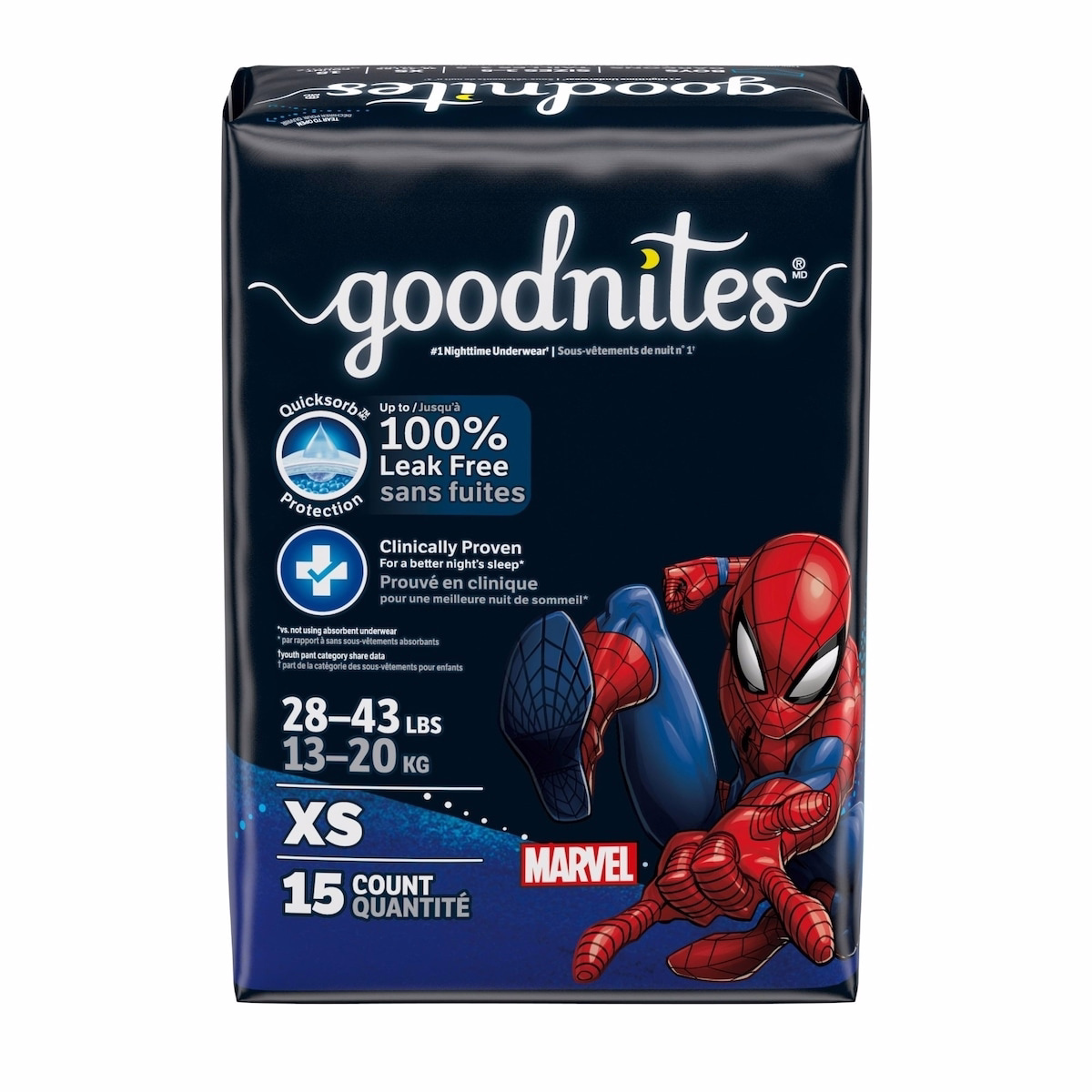 Boys' Nighttime Bedwetting Underwear, Size Extra Small (28-43 lbs)