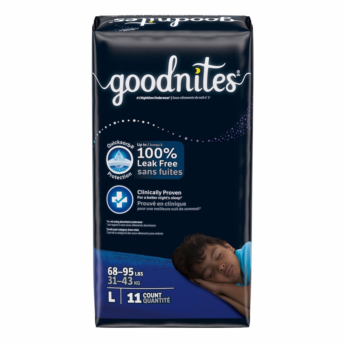 Boys' Nighttime Bedwetting Underwear, Size Large (68-95 lbs)