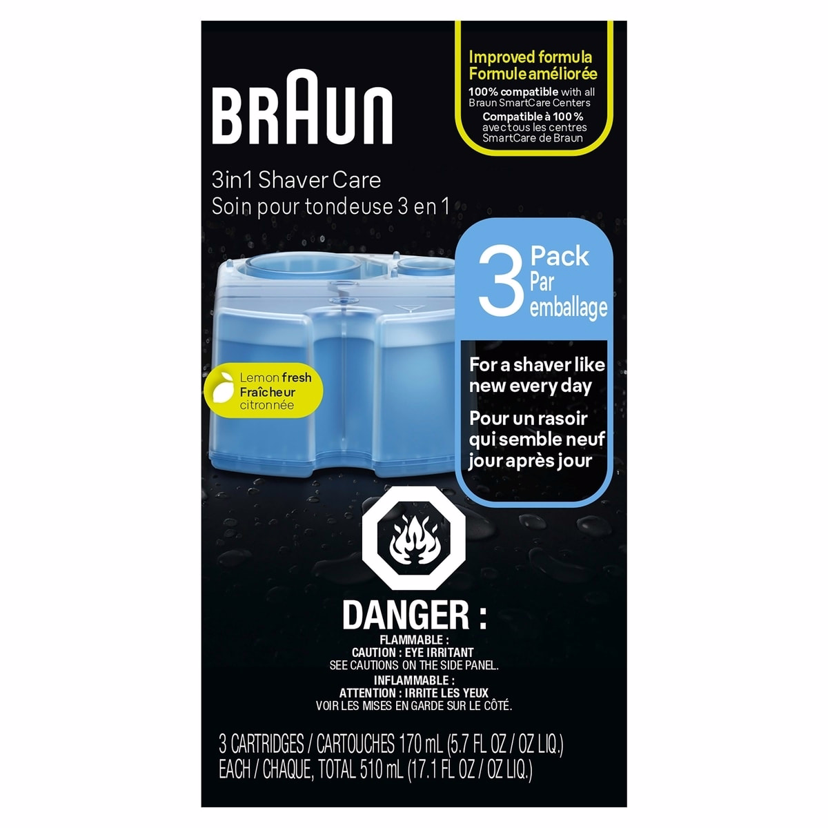 Braun Clean & Renew Refill Cartridges CCR, Replacement Shaver Cleaner Solution for Clean&Charge Cleaning System, Pack of 3