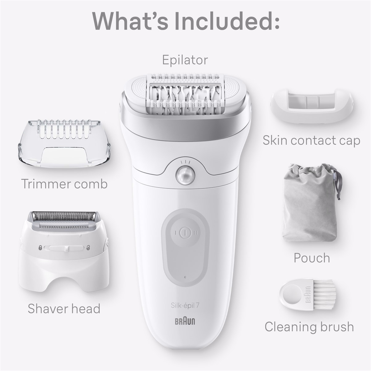Braun Silk-épil 7 Epilator, Wet and Dry, Wide Head, Includes Shaver Head and Trimmer Comb, SE7-041, Silver Braun Silk-épil 7 Epilator, Wet and Dry, Wide Head, Includes Shaver Head and Trimmer Comb, SE7-041, Silver