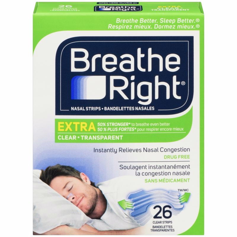 Breathe Right Nasal Strips Extra Clear 26 Clear Strips 26.0 Count