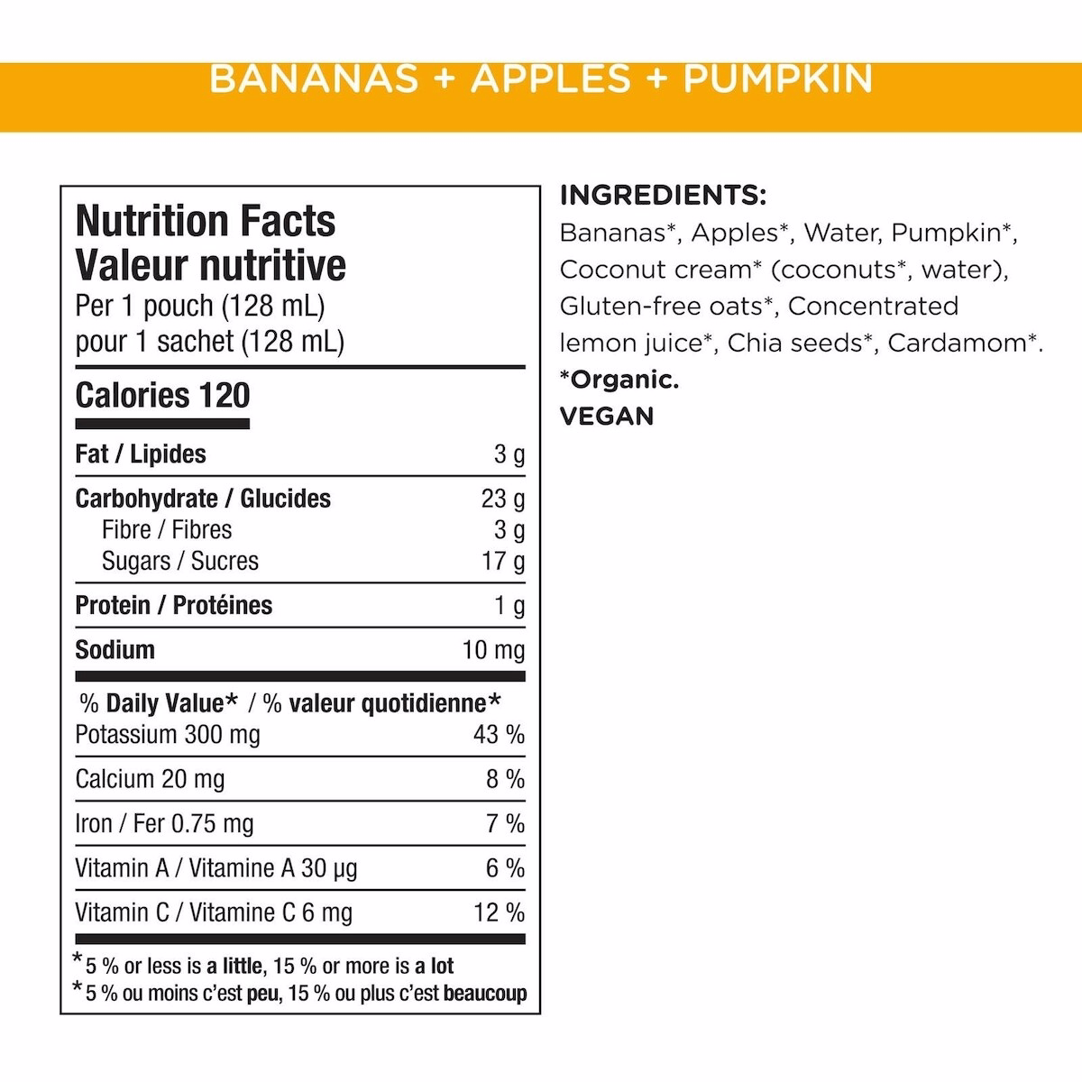 Brekky Blends Bananas, Apples, Pumpkin + Cardamom Puree
