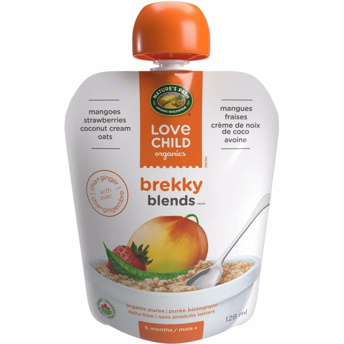 Brekky Blends Mangoes, Strawberries + Ginger Puree