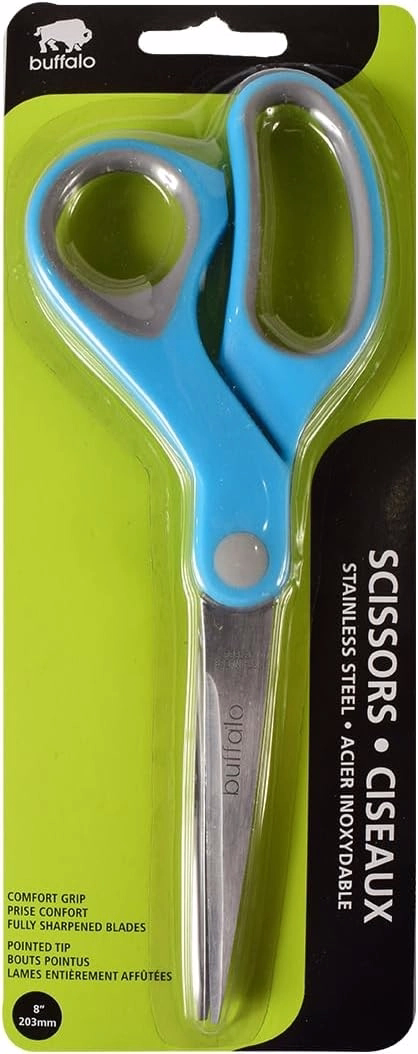 Buffalo Original 8-Inch Comfort Grip Pointed Scissors for Precise Cutting