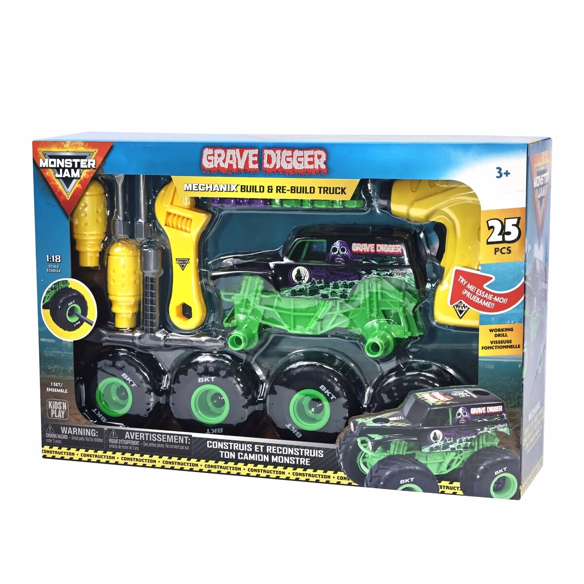 ビルド＆リビルド トラック Grave Digger, 1:18スケール