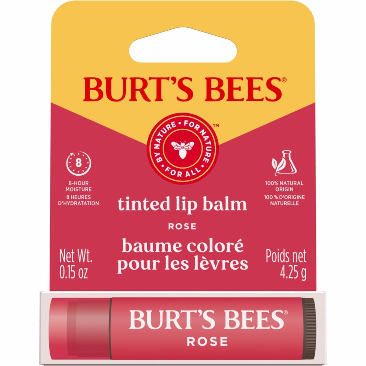 Burt's Bees 100% Natural Origin Moisturizing Tinted Lip Balm, Rose with Shea Butter