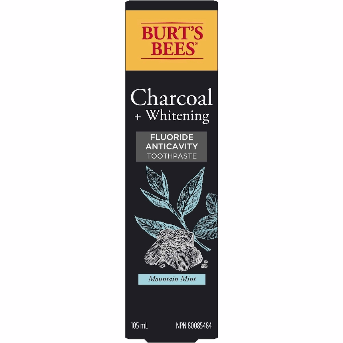 Burt’s Bees Toothpaste, Charcoal with Fluoride, Peppermint, 105 mL