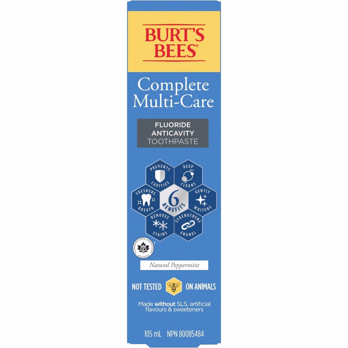 Burt's Bees Toothpaste Complete Multi Care, 105 mL, Natural Source Flavour