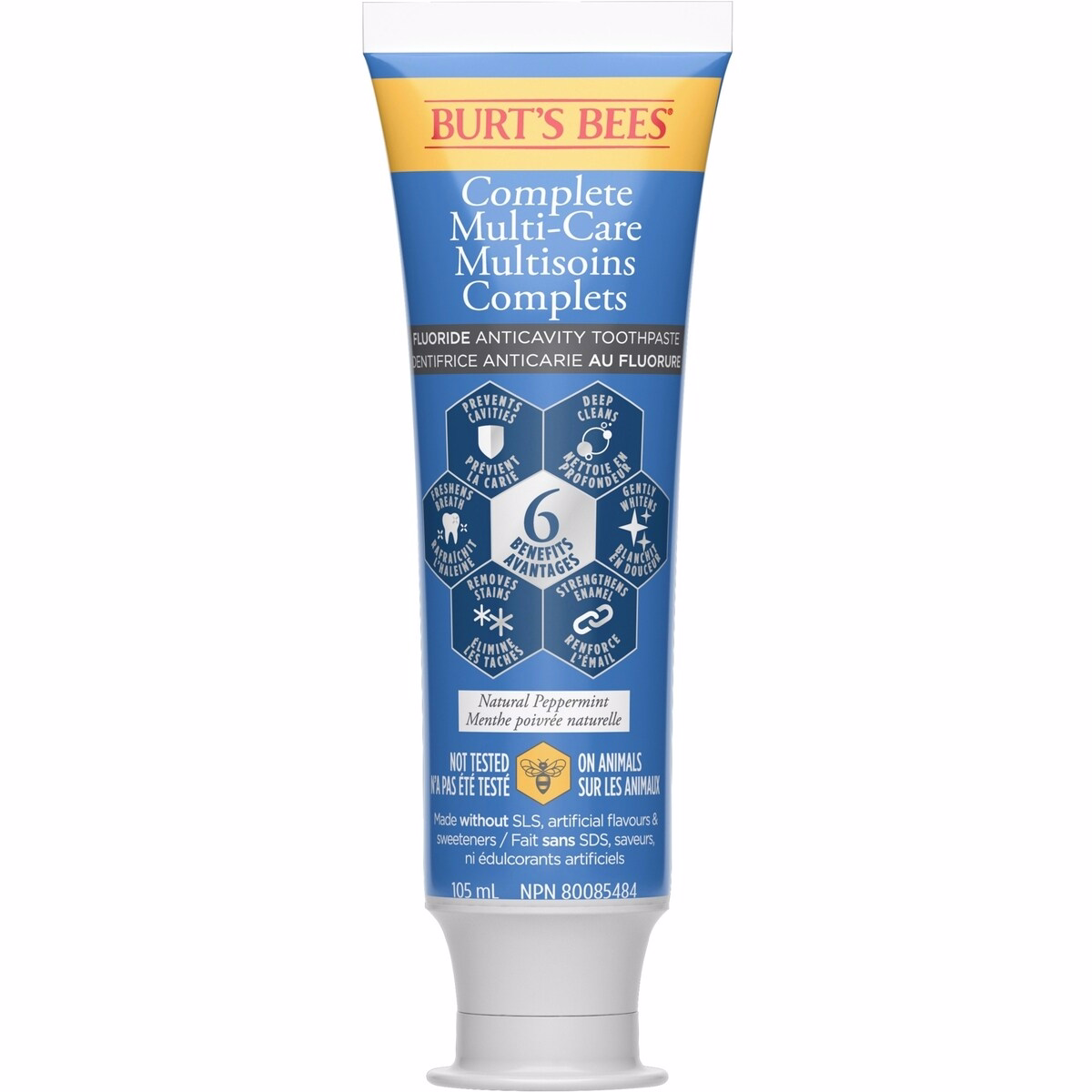 Burt's Bees Toothpaste Complete Multi Care, 105 mL, Natural Source Flavour