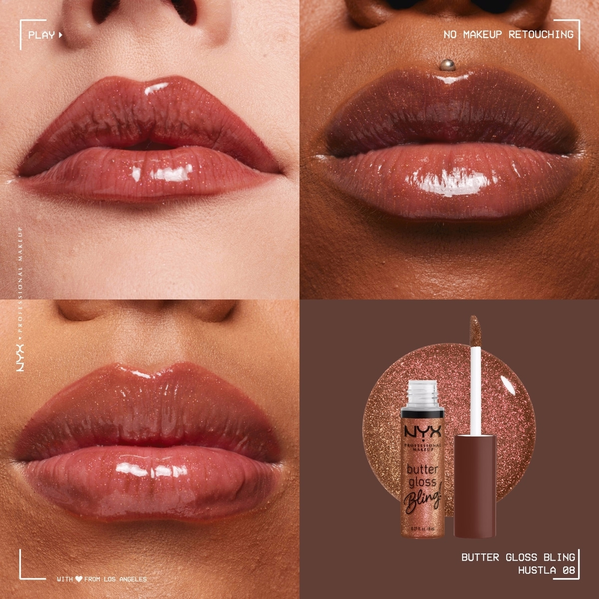 Butter Gloss Bling Lip Gloss, Non- Sticky Lip Gloss, High Shine, Universally Flattering