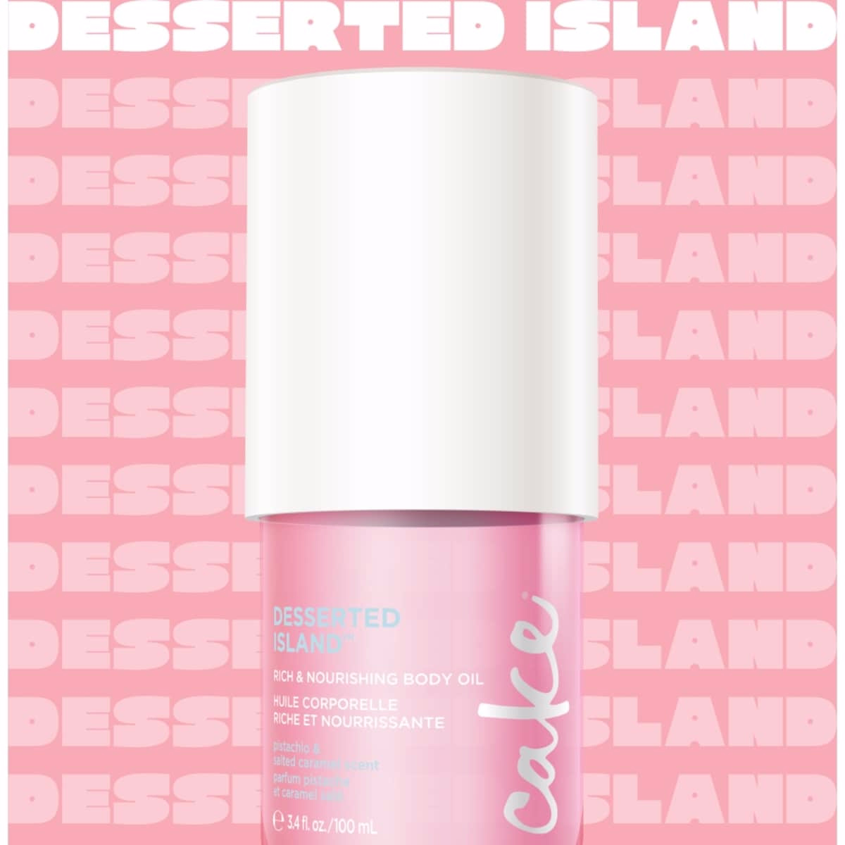 Cake Beauty Body Oil, Desserted Island - Rich & Nourishing Body Oil - Sunny & Sweet Scent - 3.4 Fl Oz / 100 mL