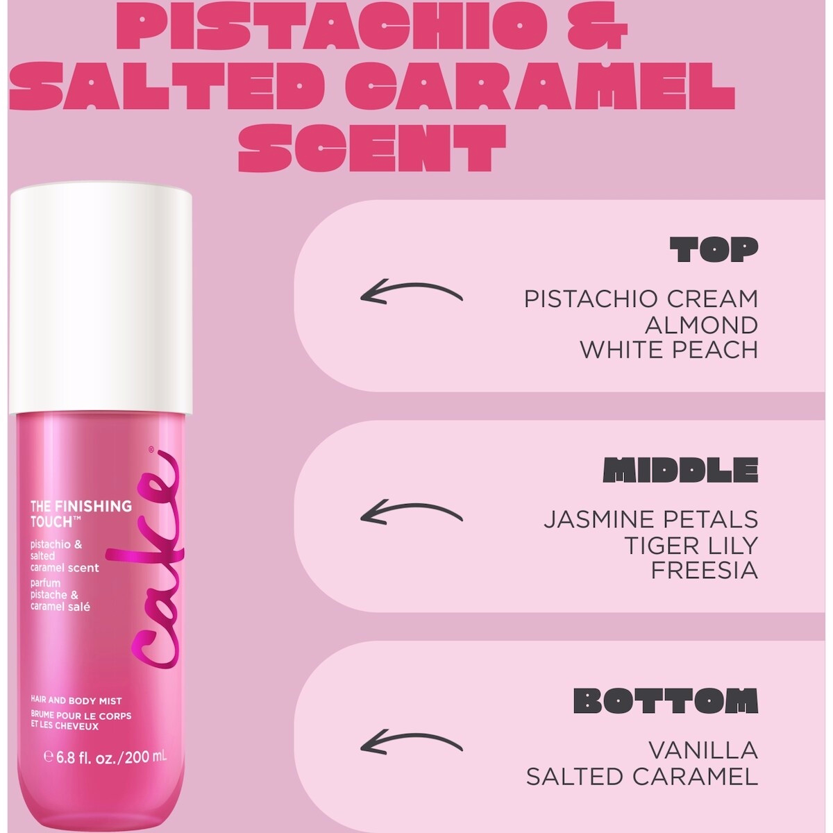 Cake Beauty Hair & Body Mist, The Finishing Touch - Vitamin E & Argan Oil - Pistachio & Salted Caramel Scent - 6.8 Fl Oz / 200 mL Cake Beauty Hair & Body Mist, The Finishing Touch - Vitamin E & Argan Oil - Pistachio & Salted Caramel Scent - 6.8 Fl Oz / 200 mL