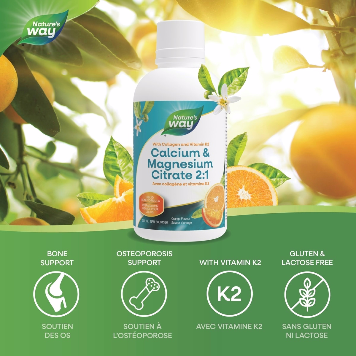 Calcium & Magnesium Citrate 2:1 with Vitamin K2 & Collagen, Orange