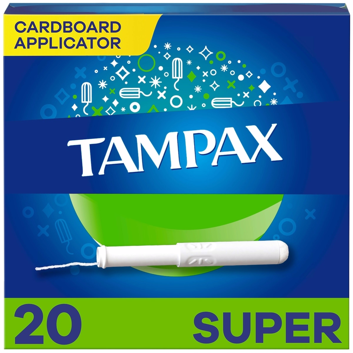 Cardboard tampons unscented super absorbency 20 count
