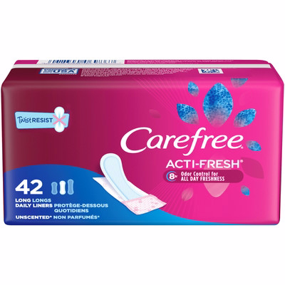 Carefree Acti-fresh Long Pantiliners To Go, Unscented, 42 Ct