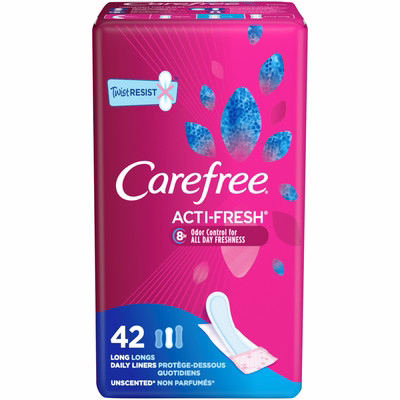 Carefree Acti-fresh Long Pantiliners To Go, Unscented, 42 Ct