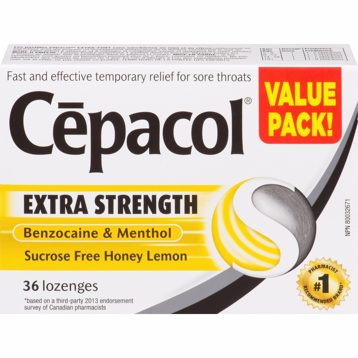 Cepacol® Extra Strength Sucrose Free Honey Lemon Value Pack, Sore Throat Lozenges, 36 ct