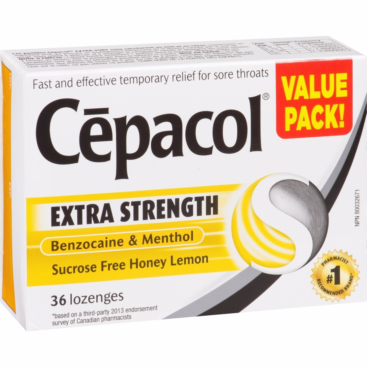Cepacol® Extra Strength Sucrose Free Honey Lemon Value Pack, Sore Throat Lozenges, 36 ct