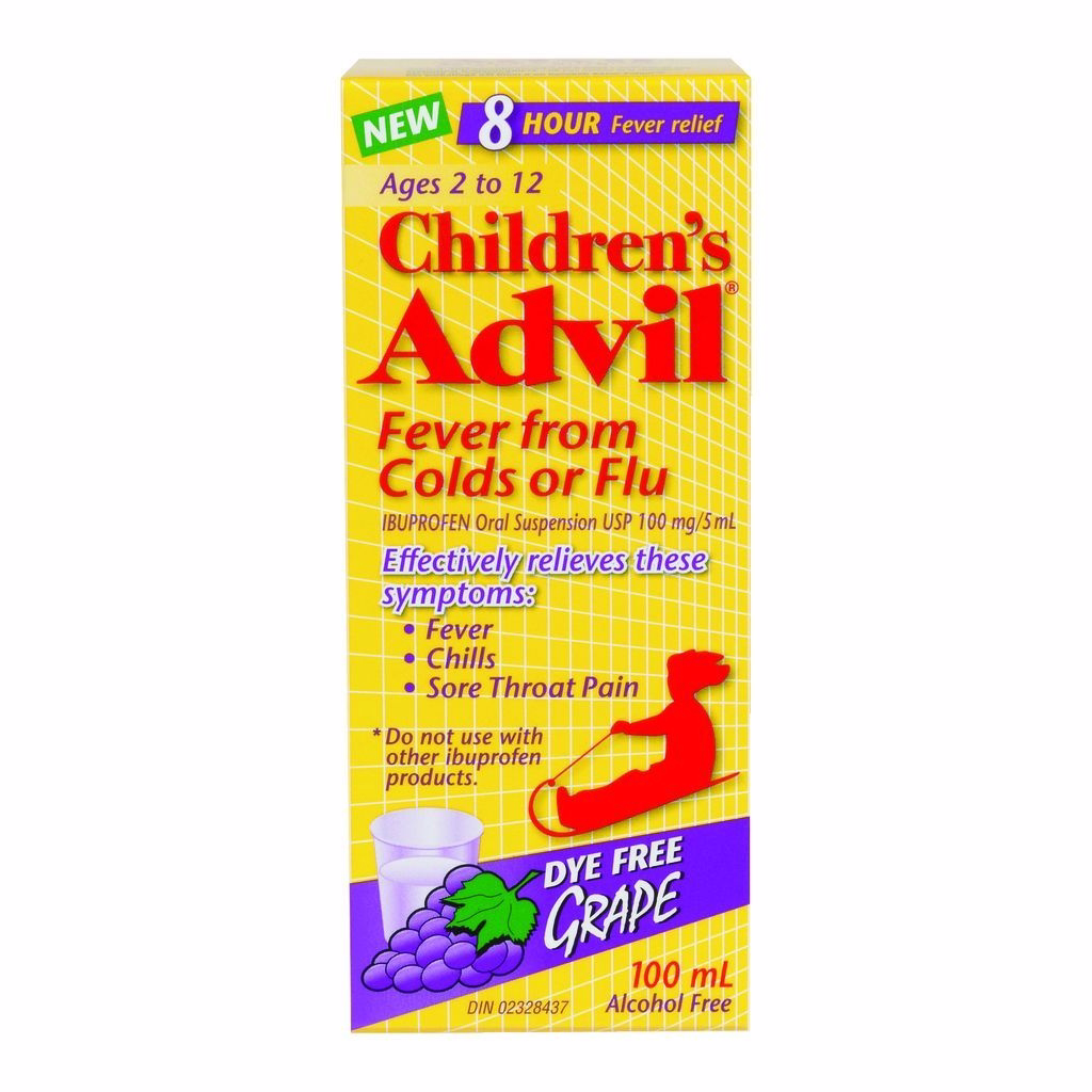 Children's Advil Fever From Colds Or Flu Suspension Dye-free Grape 100 Ml