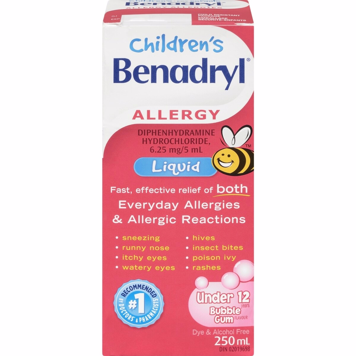 Benadryl 兒童用 液態 過敏藥，口香糖味