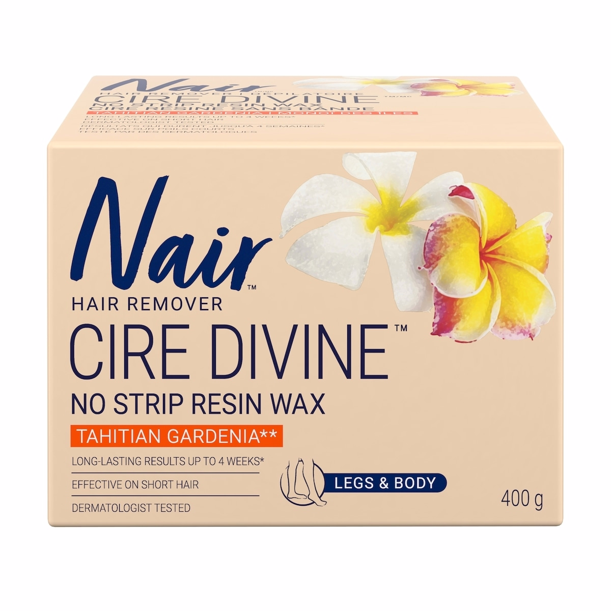 脚用・体用のCire Divine ノーストリップ樹脂ワックス、タヒチ産ガーデニアの香り