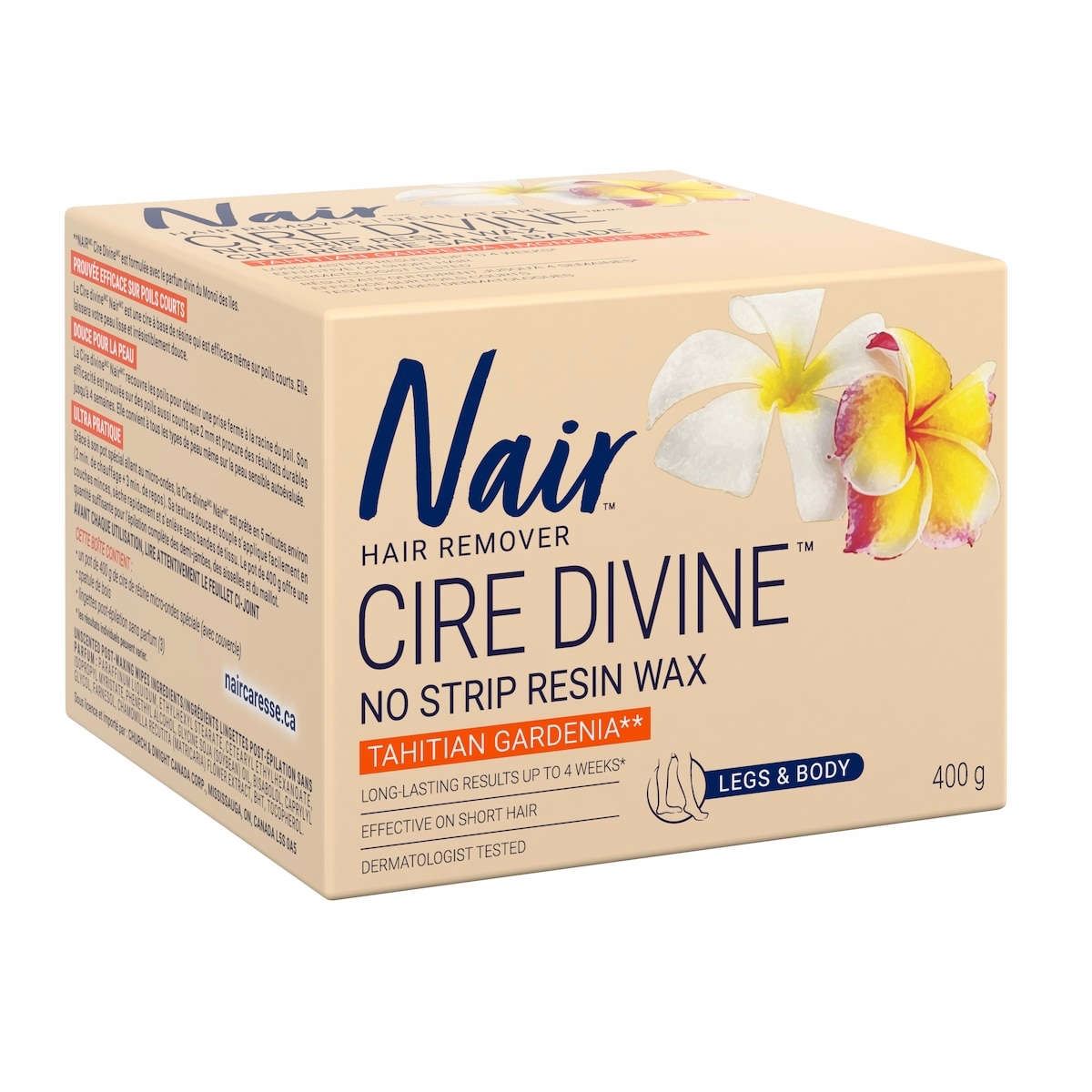 脚用・体用のCire Divine ノーストリップ樹脂ワックス、タヒチ産ガーデニアの香り