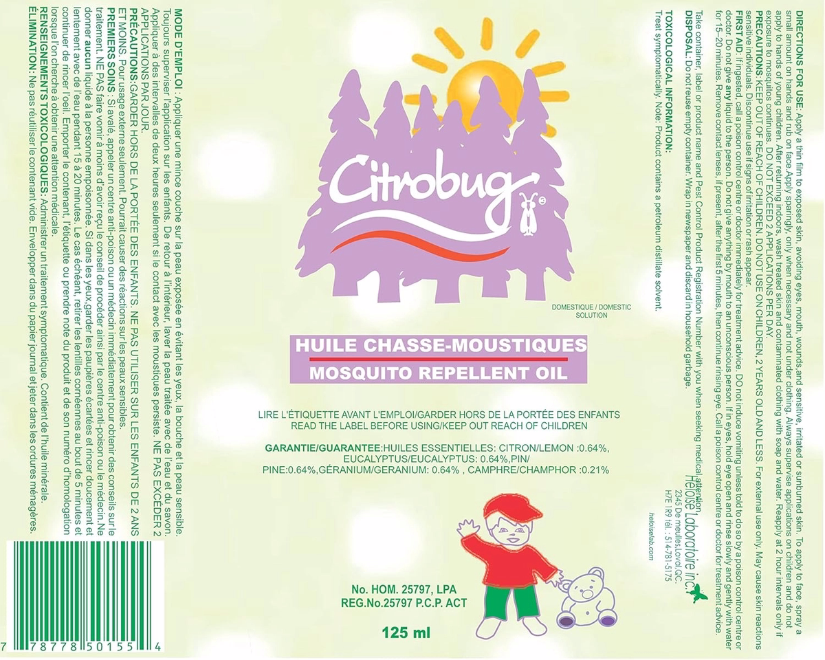 Citrobug All Natural Insect Repellent Oil for Kids 125ml - DEET-Free, Hypoallergenic, Eco-Friendly