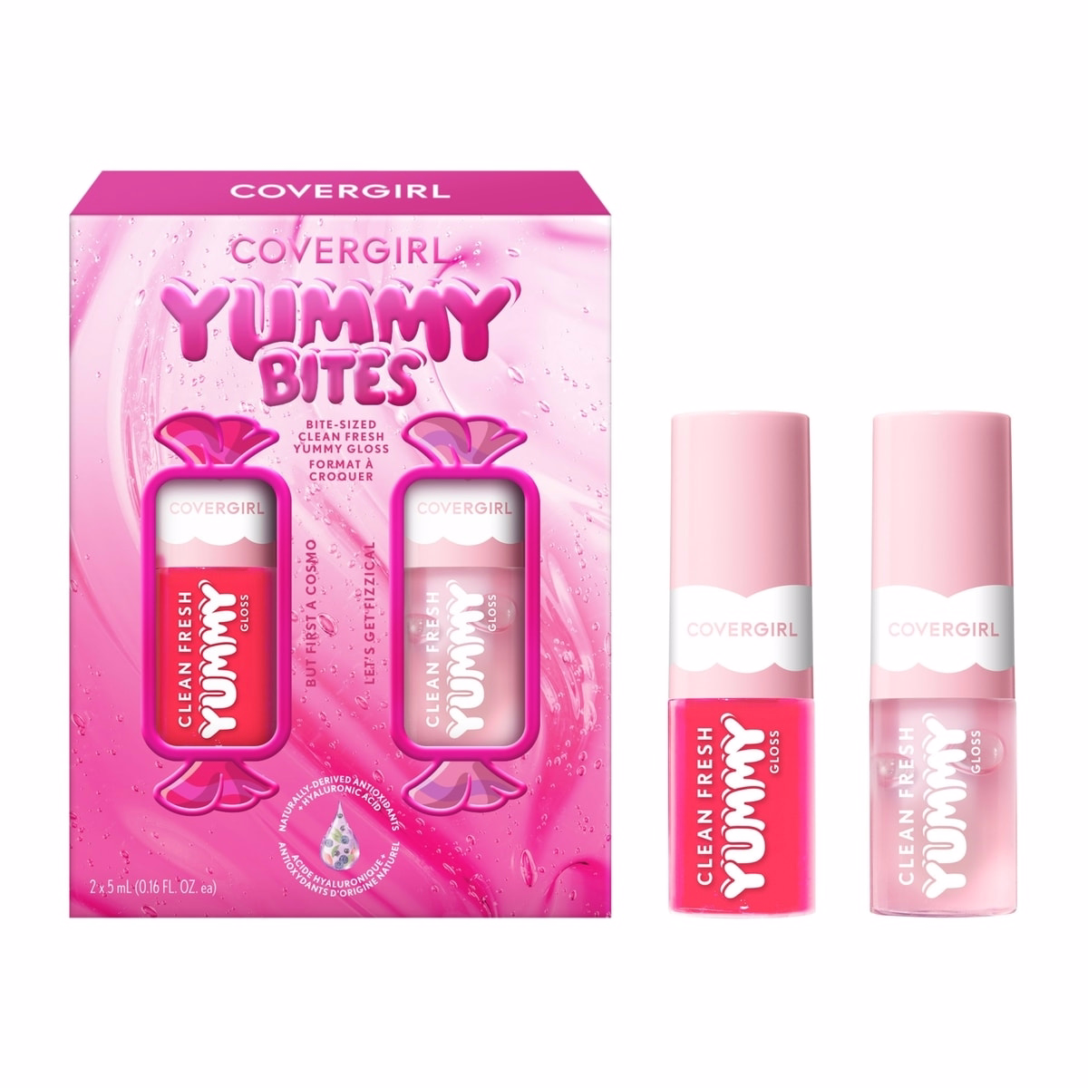 Clean Fresh Yummy Gloss Bite-Sized Minis Kit, Lip Gloss Minis, Plush Applicator