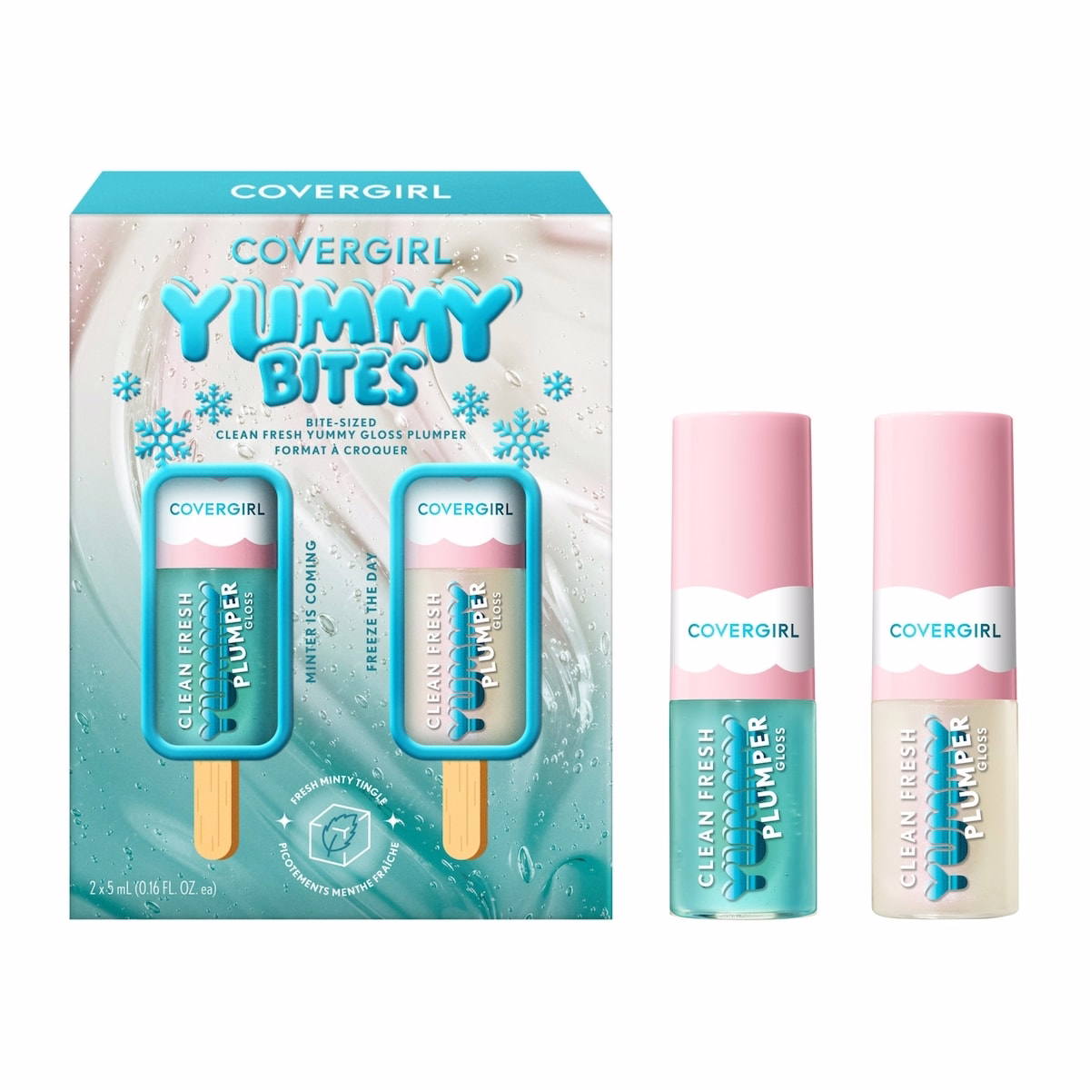 Clean Fresh Yummy Gloss Plumper Bite-Sized Minis Kit, Lip Gloss Minis, Plush Applicator