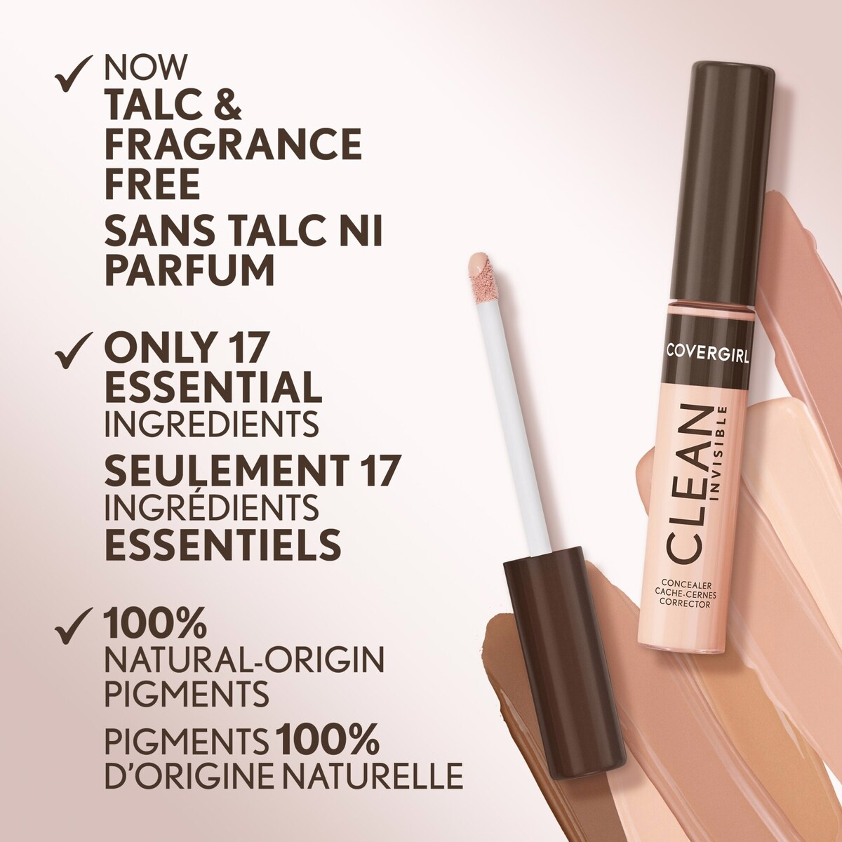 Clean Invisible Concealer, Lightweight, Hydrating, Vegan Formula made with 100% natural-origin pigments for a natural finish Clean Invisible Concealer, Lightweight, Hydrating, Vegan Formula made with 100% natural-origin pigments for a natural finish