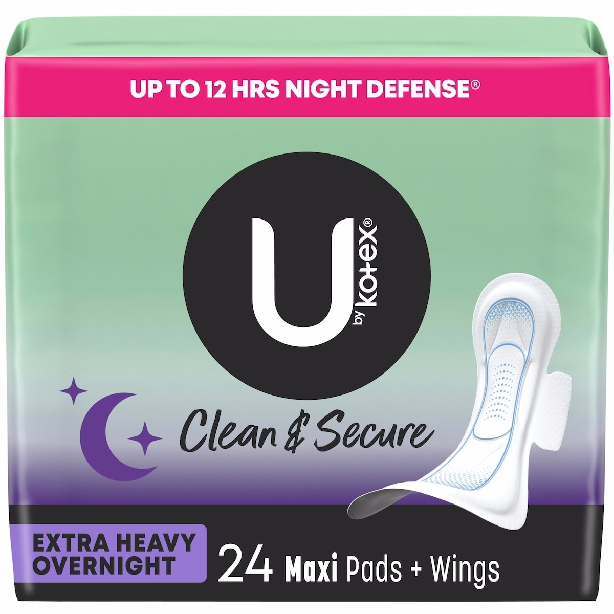 Clean & Secure Overnight Maxi Pads with Wings, Extra Heavy Absorbency