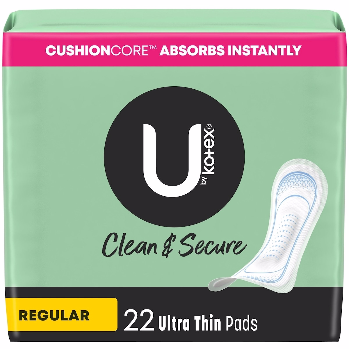 Clean & Secure Ultra Thin Pads, Regular Absorbency
