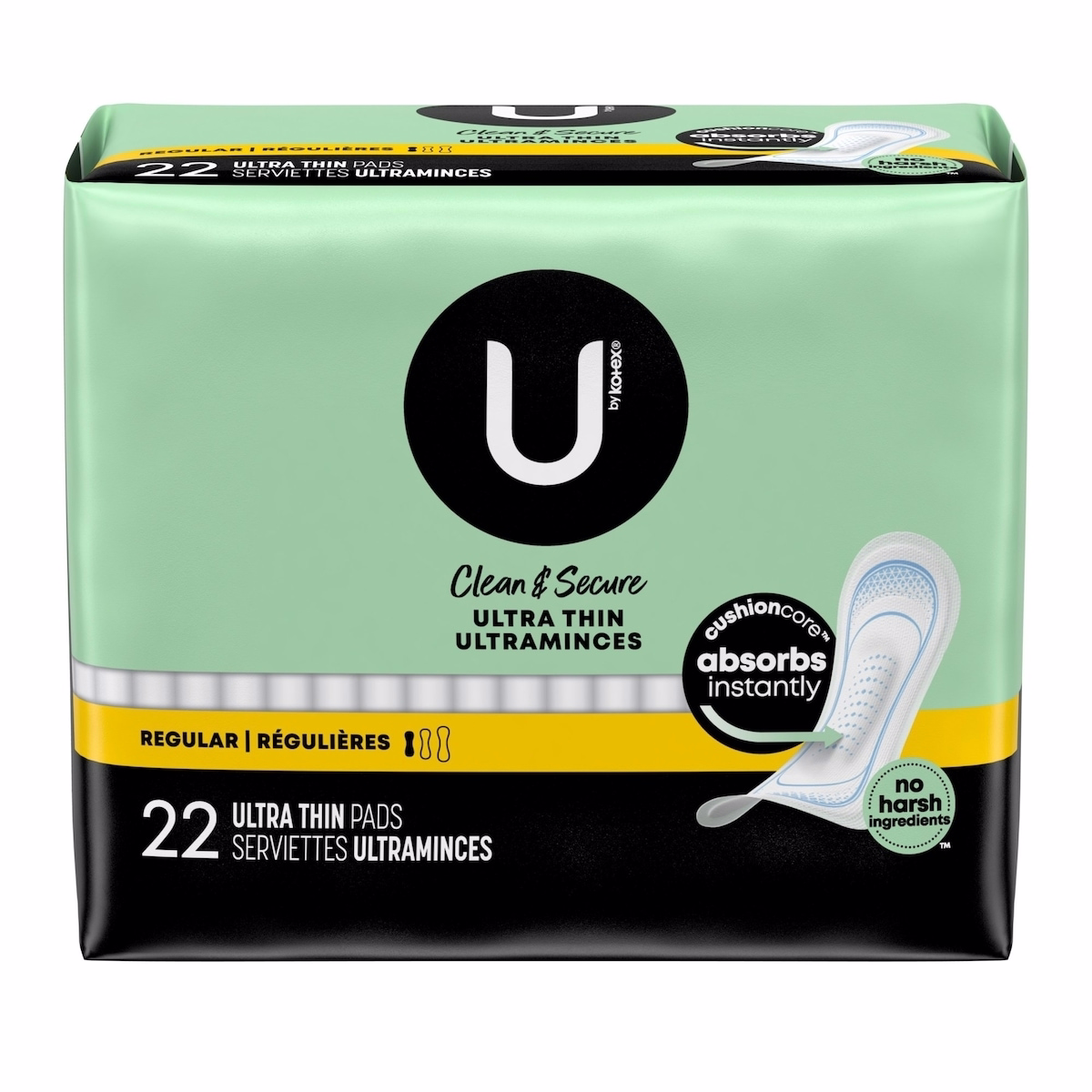 Clean & Secure Ultra Thin Pads, Regular Absorbency