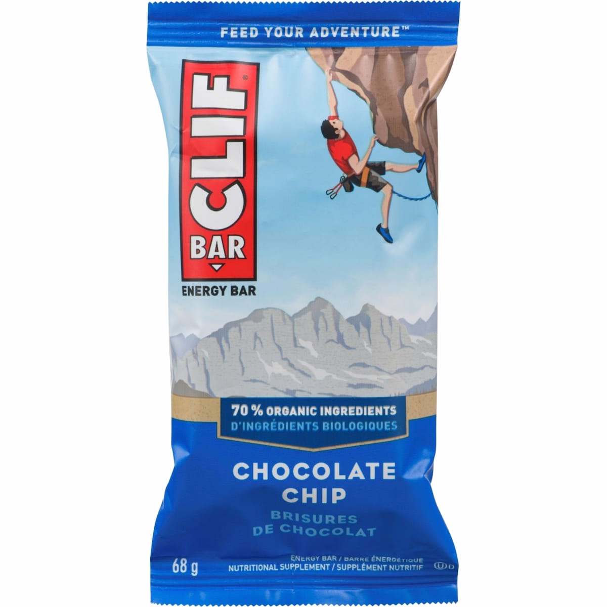 CLIF BAR - Energy Bars - Chocolate Chip - (68 Gram Protein Bars, 12 Count)