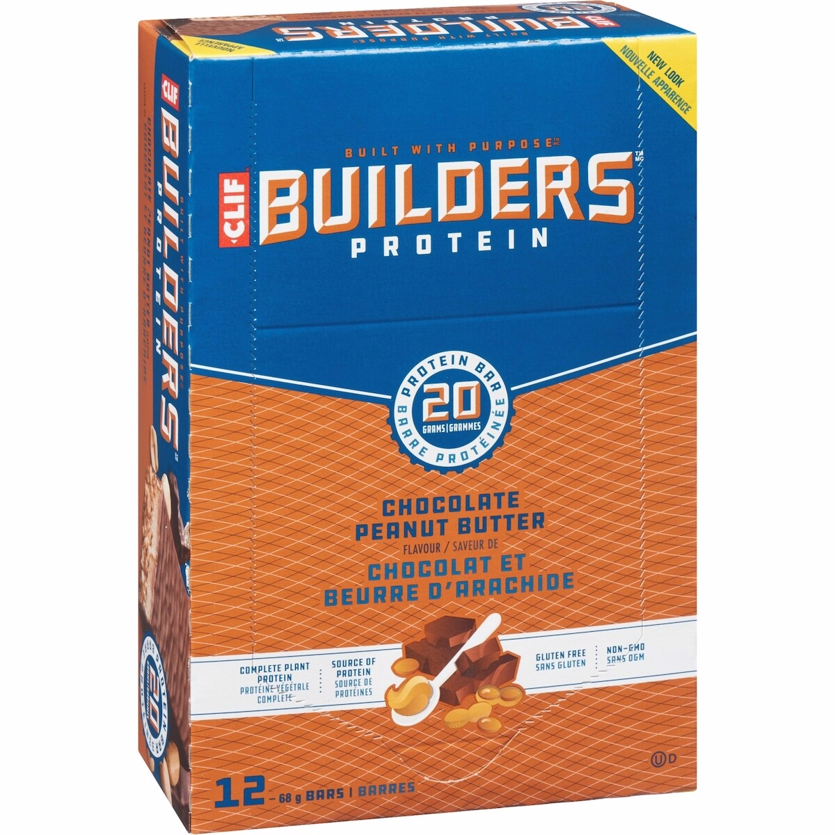 CLIF BUILDERS™  - Protein Bars - Chocolate Peanut Butter Flavour - (68 Gram Non-GMO Bars, 12 Count)