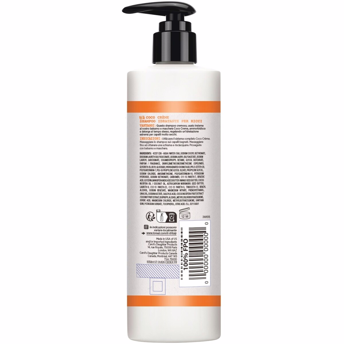 Coco Creme Moisturizing Daily Shampoo with Coconut Oil