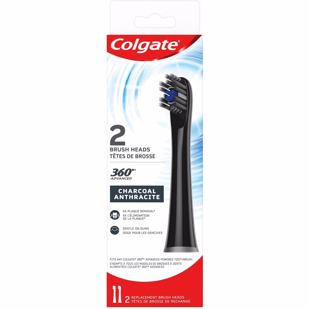Colgate 360° 高階活性炭電池替換刷頭 2件裝