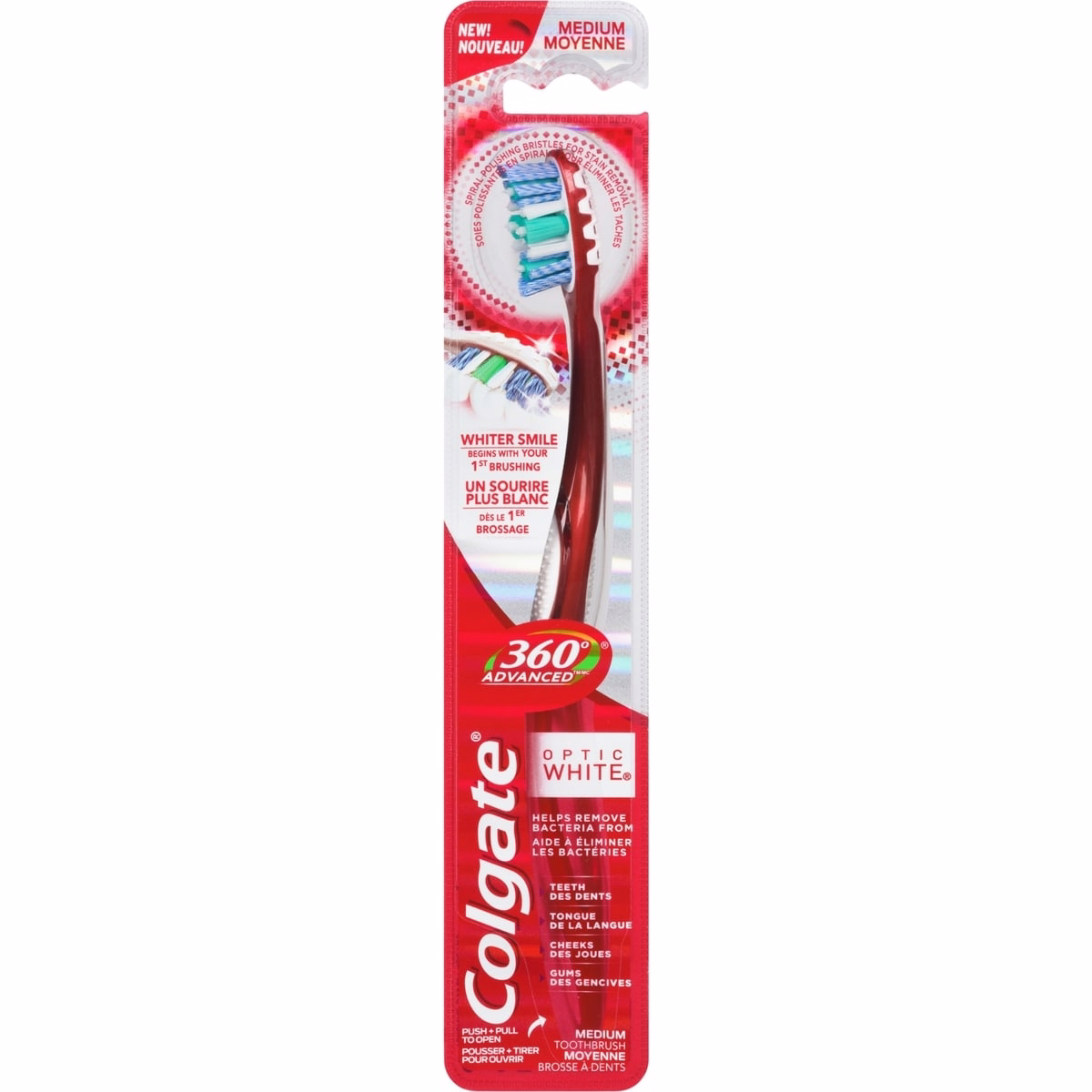 Colgate 360° Advanced Optic White Toothbrush, Medium
