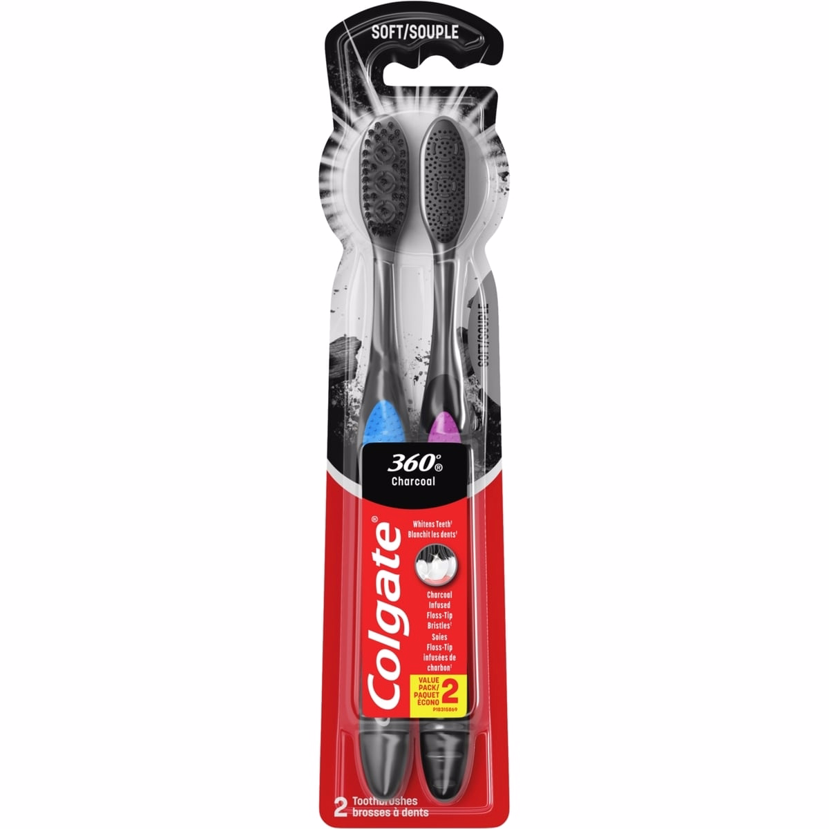 Colgate 360 活性炭牙刷，成人柔軟刷毛款