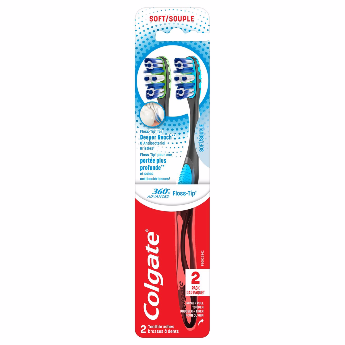 Colgate 360 Floss Tip Advanced Twin Pack Toothbrushes (2/pk)