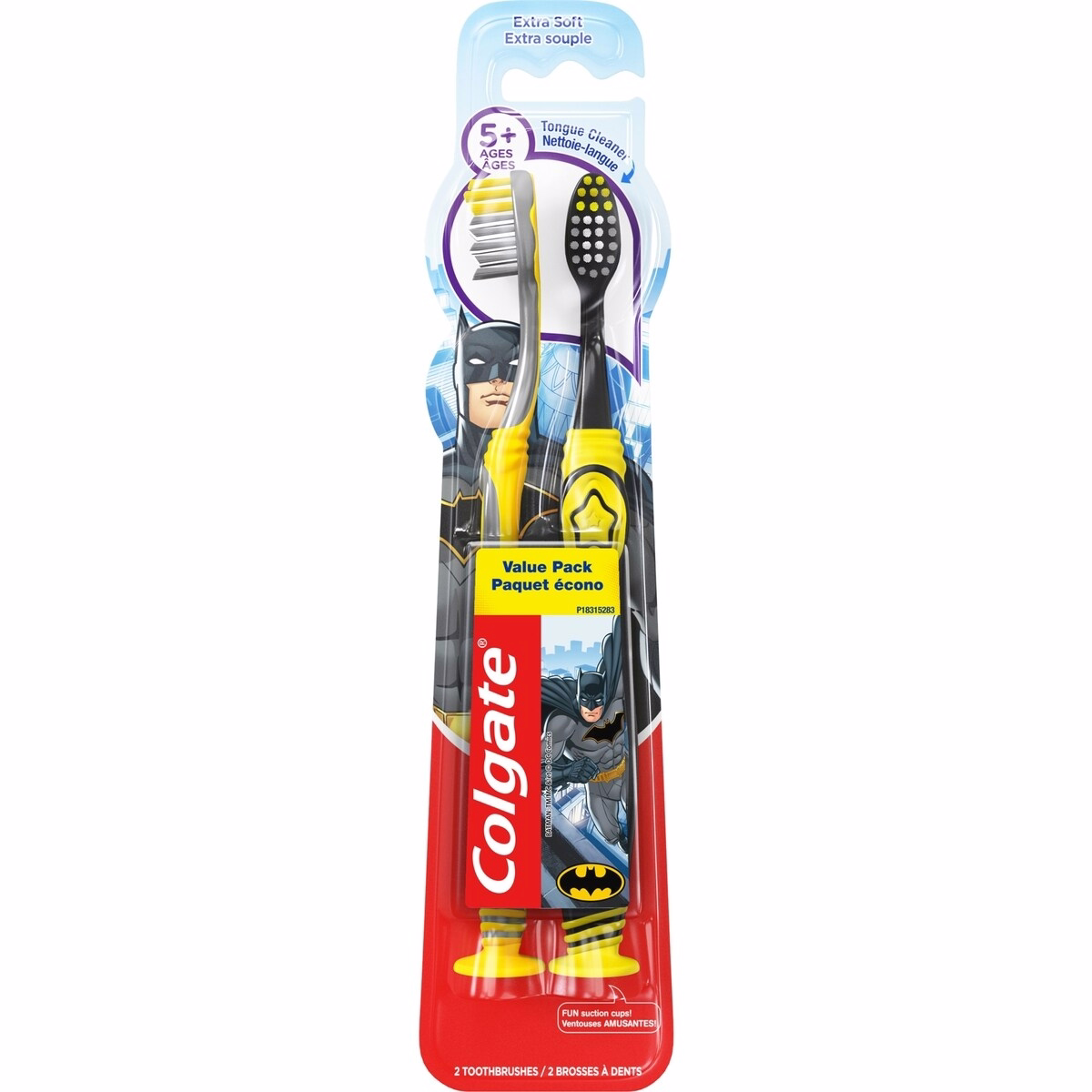 Colgate 兒童版 超軟牙刷，附吸盤，雙包裝 - 蝙蝠俠