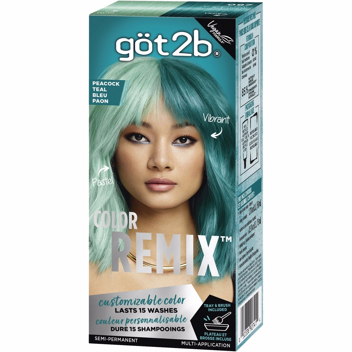 Color RemixTM, Customizable Semi-Permanent Hair Color, Peacock Teal