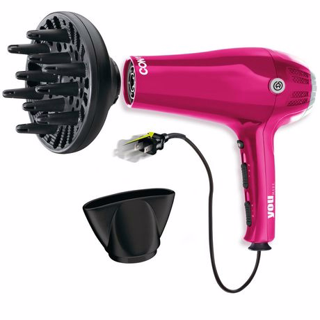 Conair 1875瓦特 全尺寸 碧玺陶瓷 纜線收納 吹風機 粉紅色